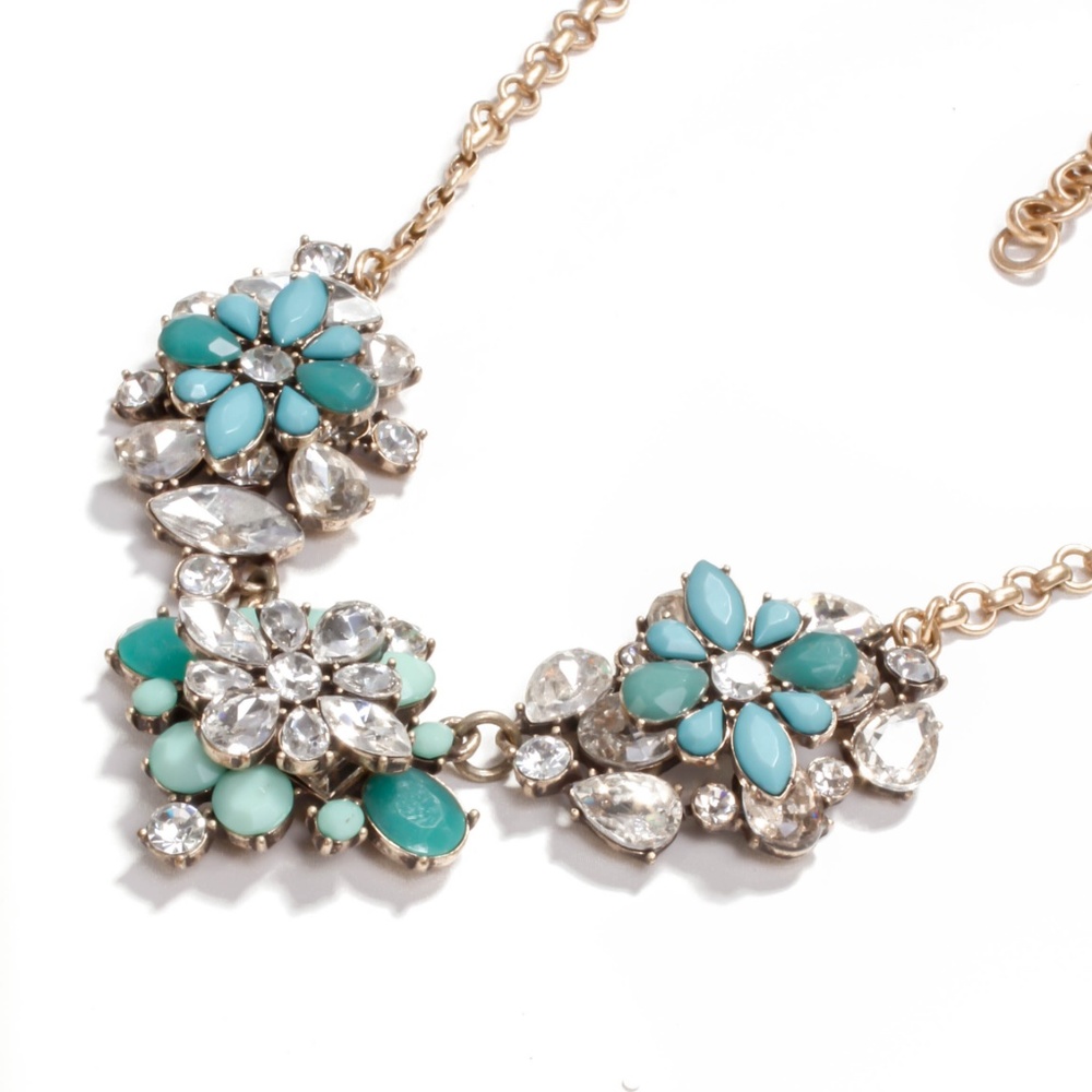 Jcrew 3D floral crystal statement necklace